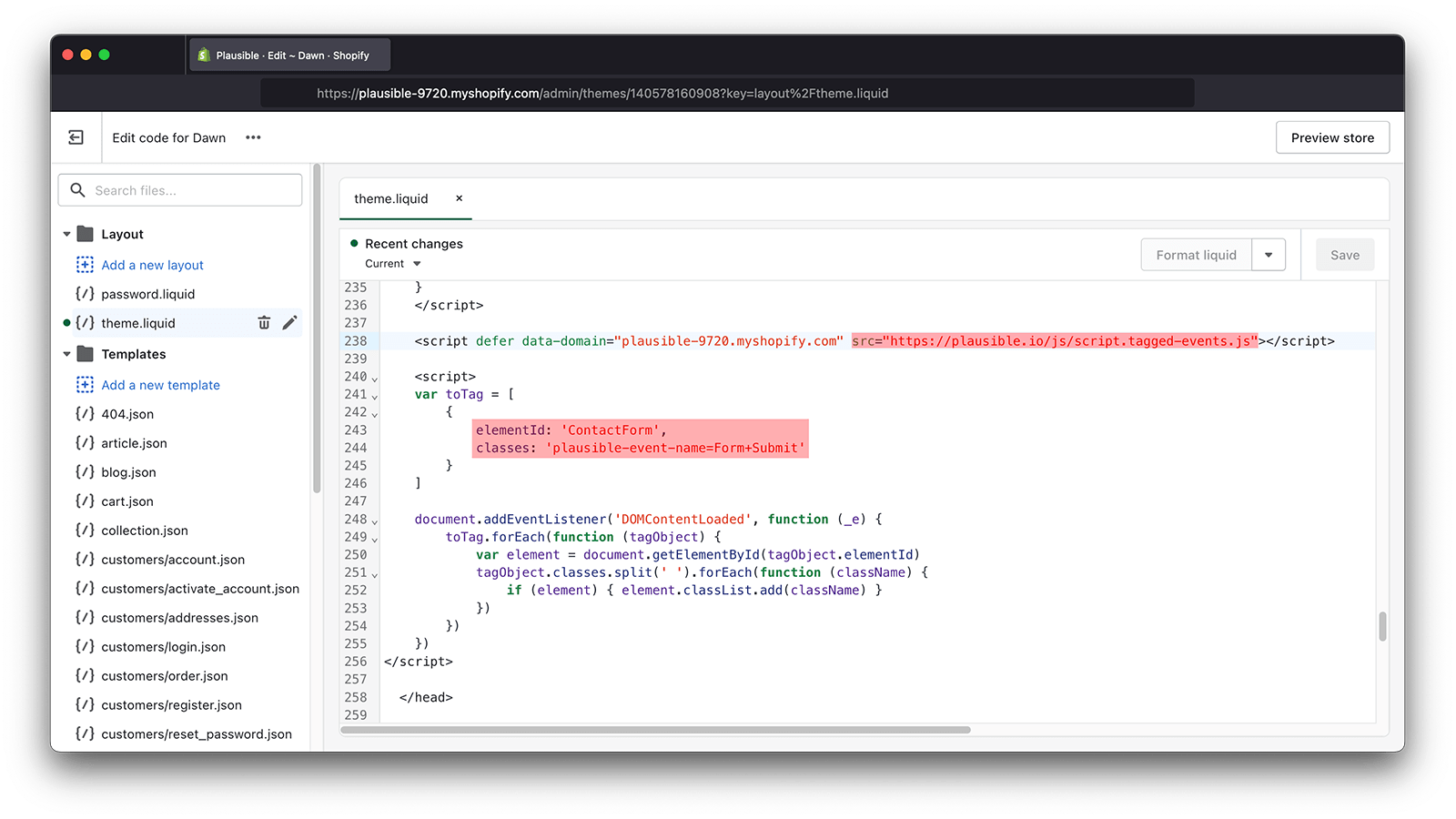 Modify Plausible script webflow