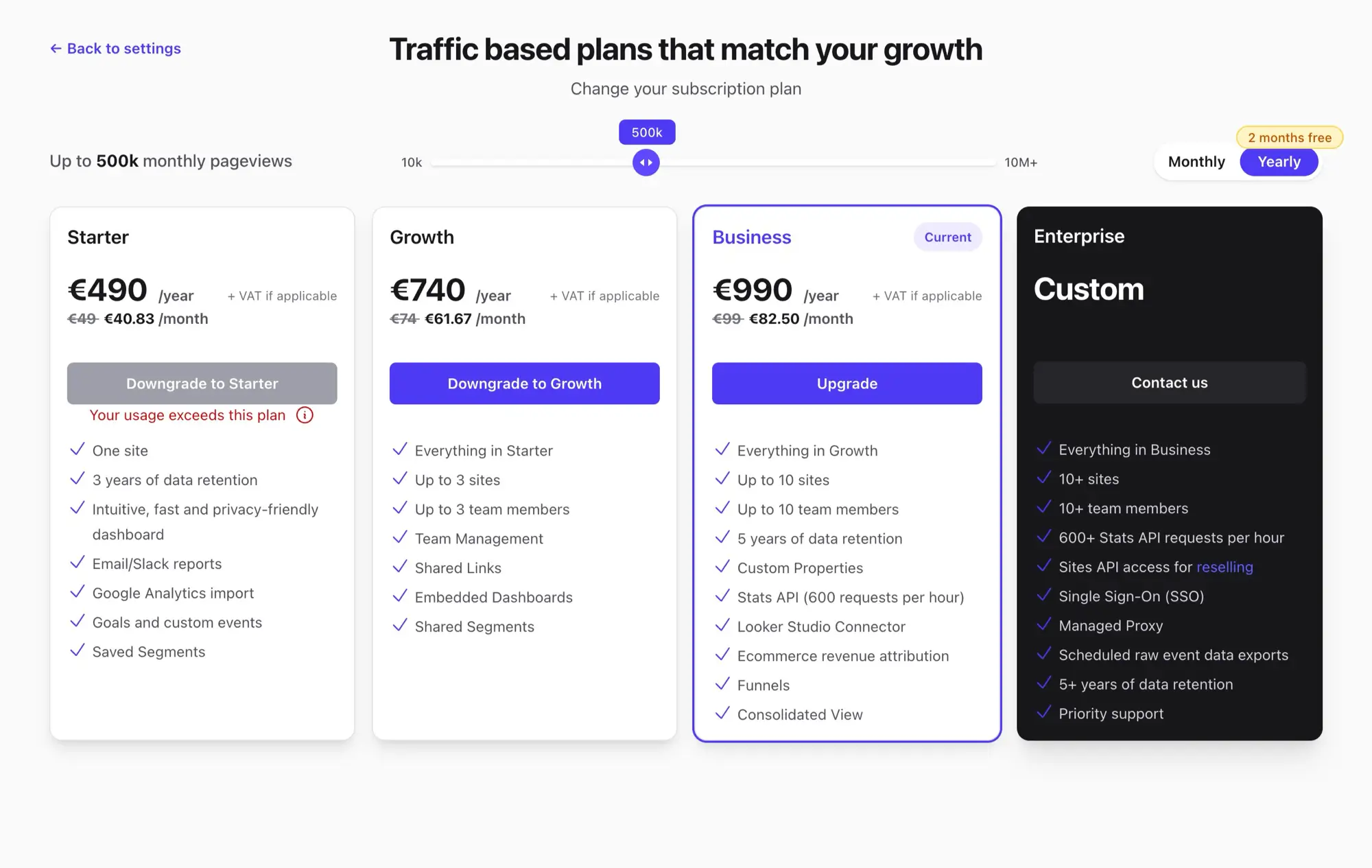Preview plan changes